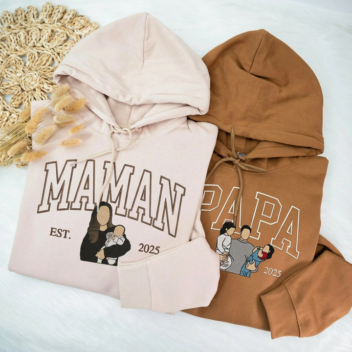 Sweat-shirt/sweat à capuche personnalisé avec surnom et photo brodée, cadeaux de Noël