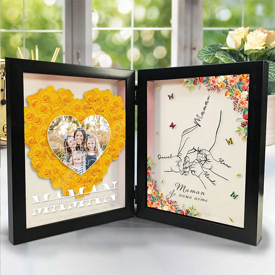 MAMAN, tu es la meilleure maman du monde - Cadre photo personnalisé avec prénoms d'enfants et fleurs