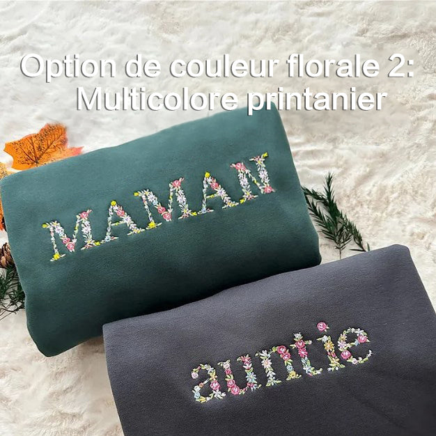 T-shirt et sweat-shirt personnalisés brodés à fleurs pour maman
