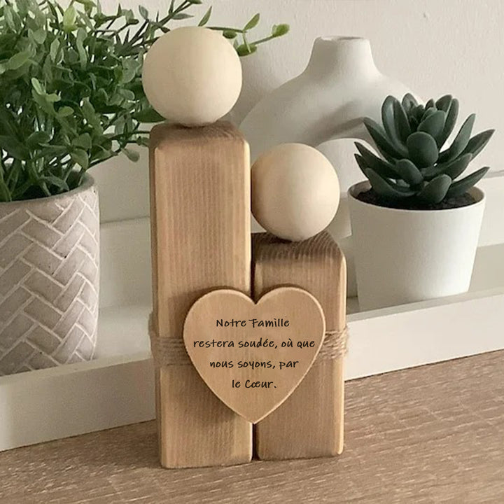 Ornement familial personnalisé en bois fait main