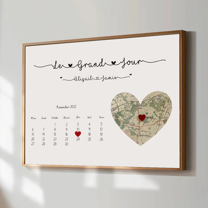 Carte de mariage encadrée personnalisée pour couple