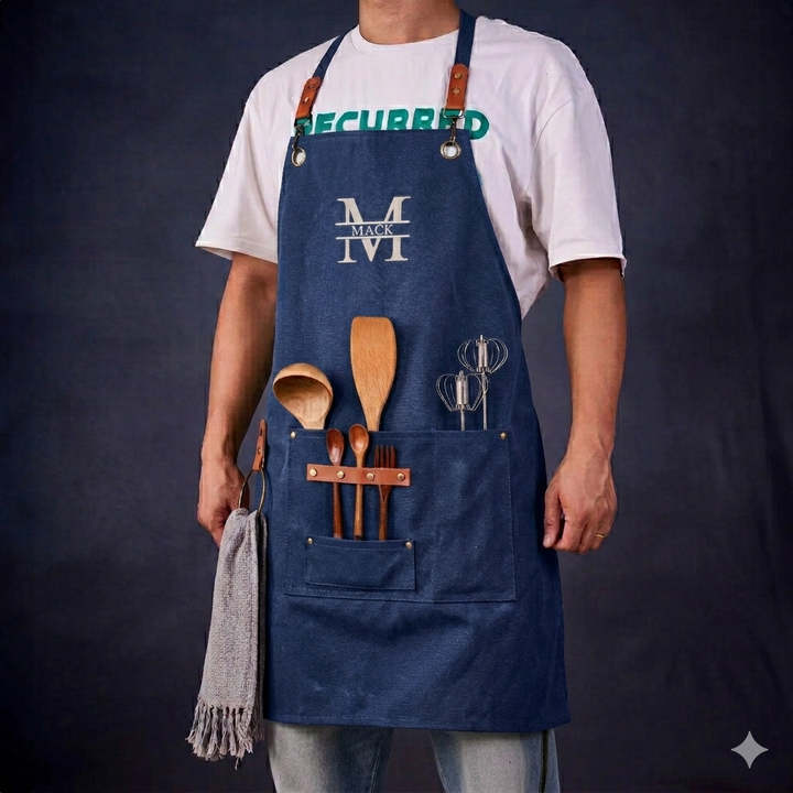Tablier de barbecue personnalisé en toile cirée pour les papas, avec motif brodé