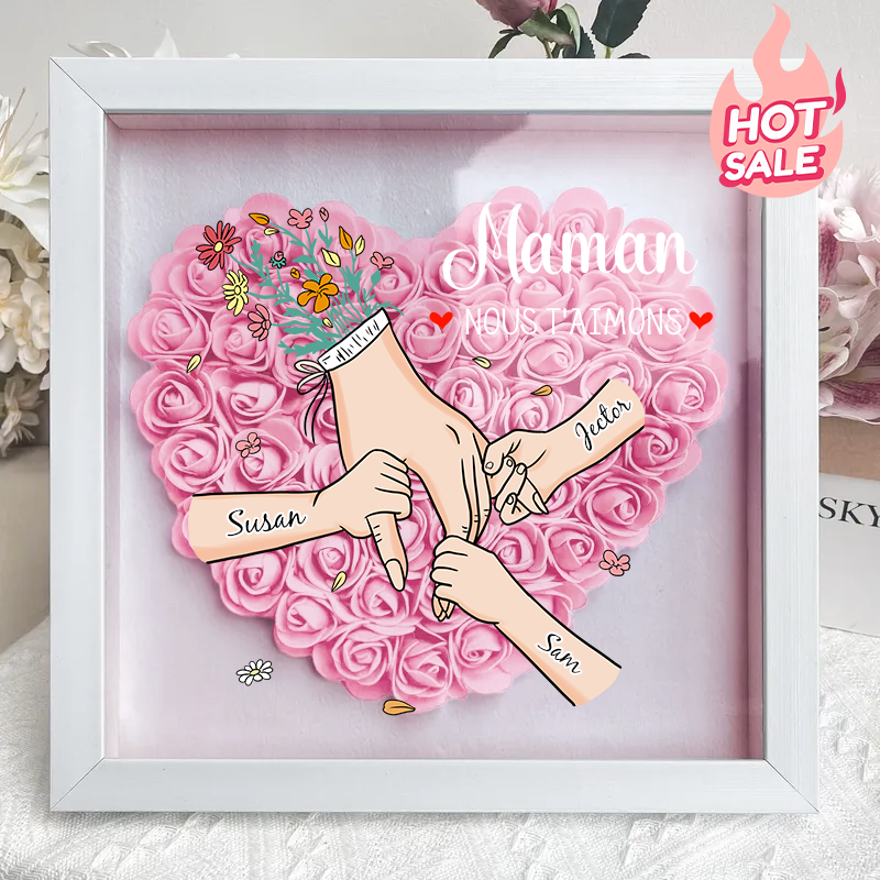 L'amour familial fleurit pour toujours – Boîte à fleurs personnalisée pour maman et grand-mère avec nom