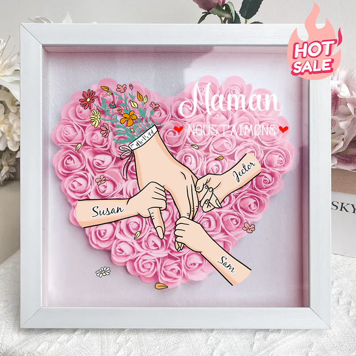 L'amour familial fleurit pour toujours – Boîte à fleurs personnalisée pour maman et grand-mère avec nom