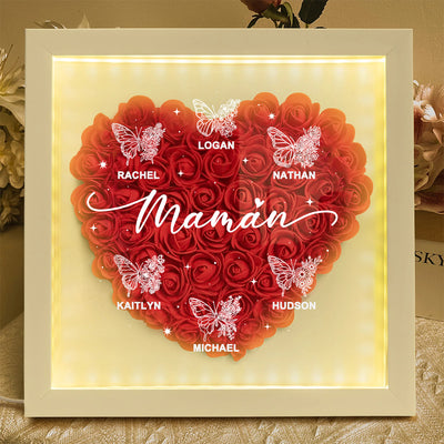 Cadre-vitrine floral motif papillon avec le prénom de l'enfant — Un cadeau pour Maman