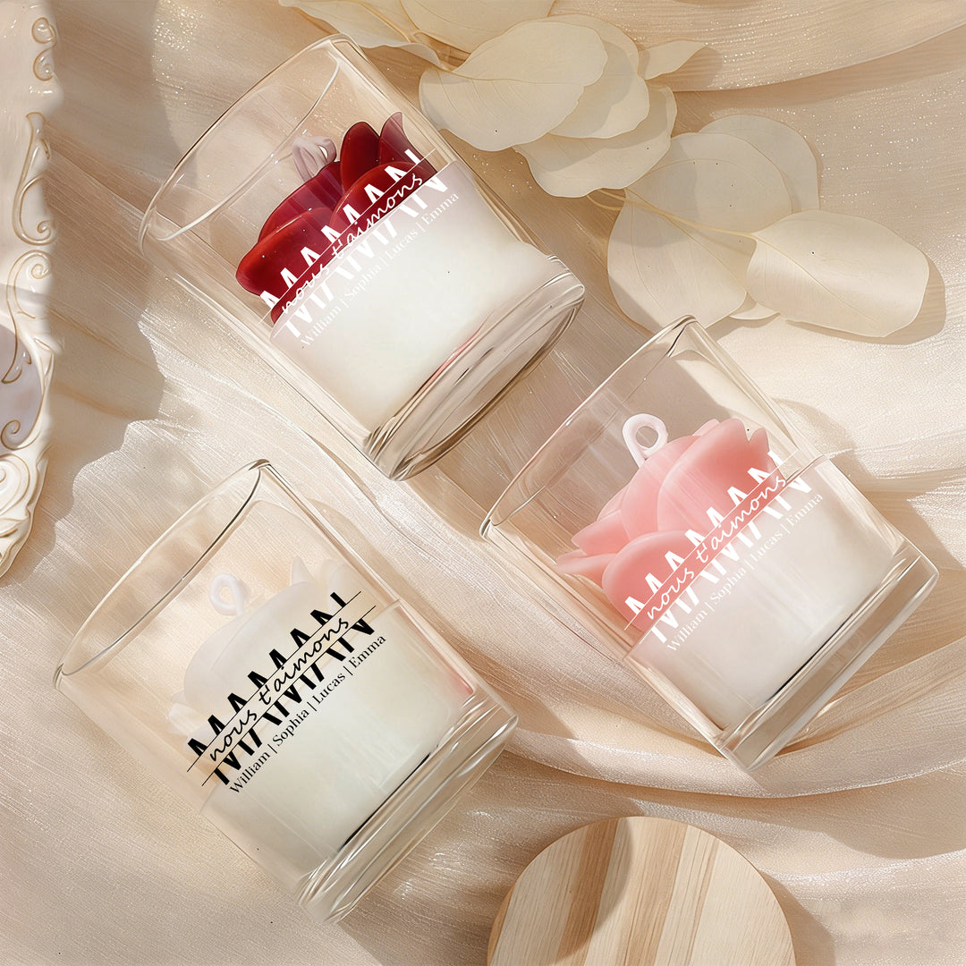 Maman, on t'aime - Bougie florale personnalisée en cire de soja