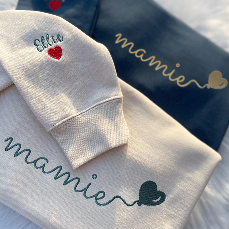 🎈Sweat-shirt brodé avec le surnom de maman et un ballon en forme de cœur