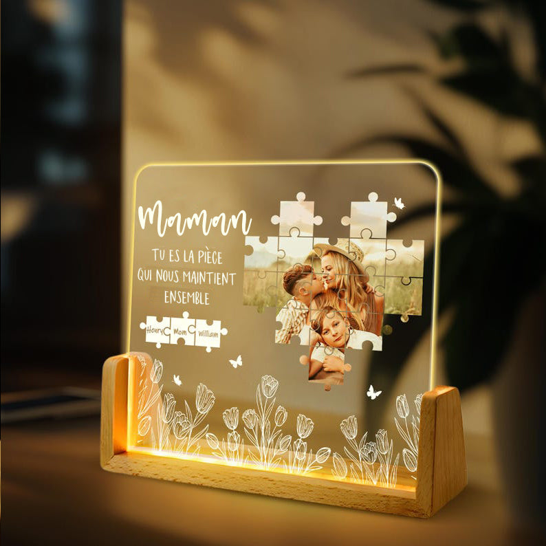 Plaque Lumineuse Personnalisée avec Photo – Cadeau pour la Fête des Mères