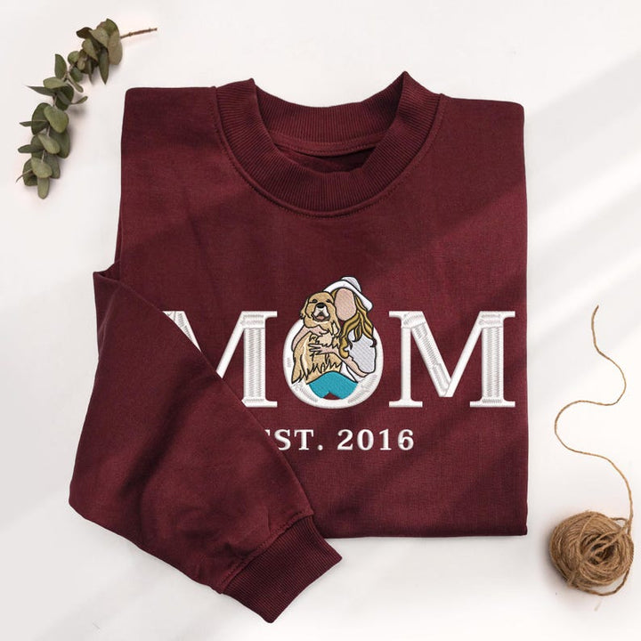 Sweat-shirt brodé personnalisé avec photo de maman