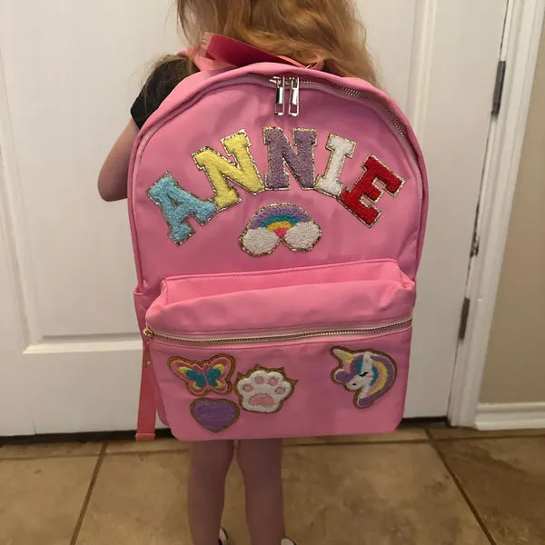 Sac à dos personnalisé pour la rentrée scolaire, sac à dos personnalisé pour enfants avec patch nominatif, sac à dos d'école en nylon