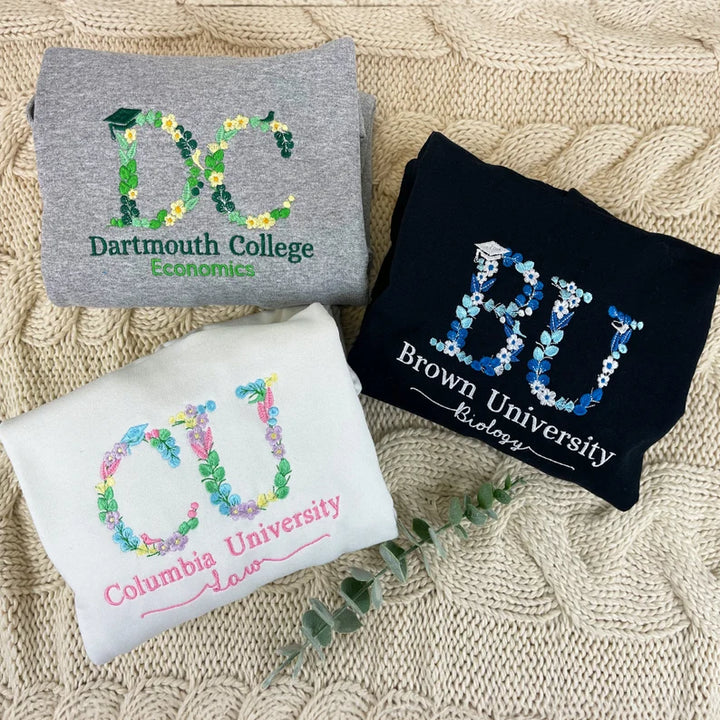 Sweat-shirt et sweat à capuche fleuris personnalisés pour collège - Brodés avec la fierté de VOTRE école