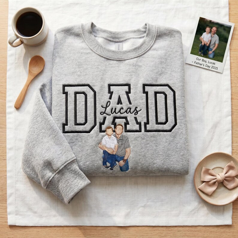 Sweat-shirt personnalisé Papa/Maman avec portrait et les noms des enfants