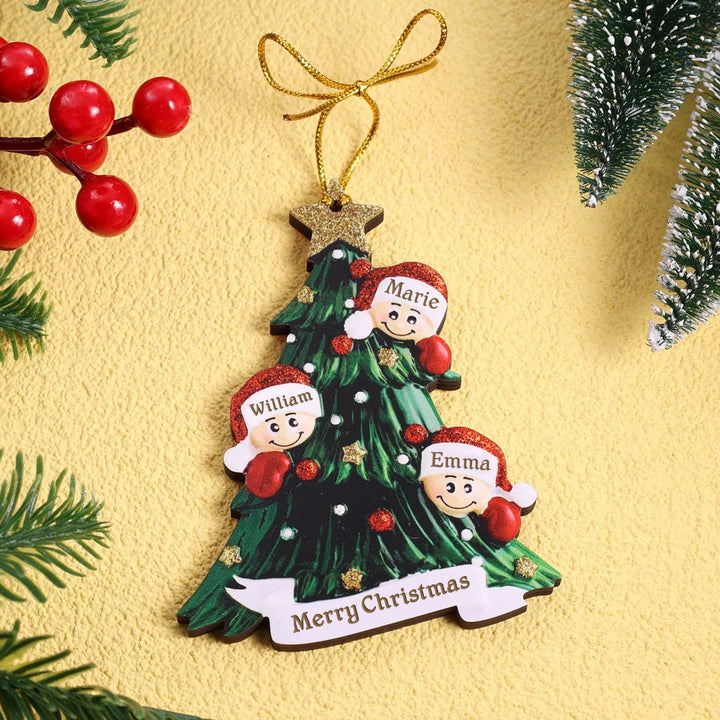 Ornements 2-8 prénoms et sapin de Noël avec texte personnalisé