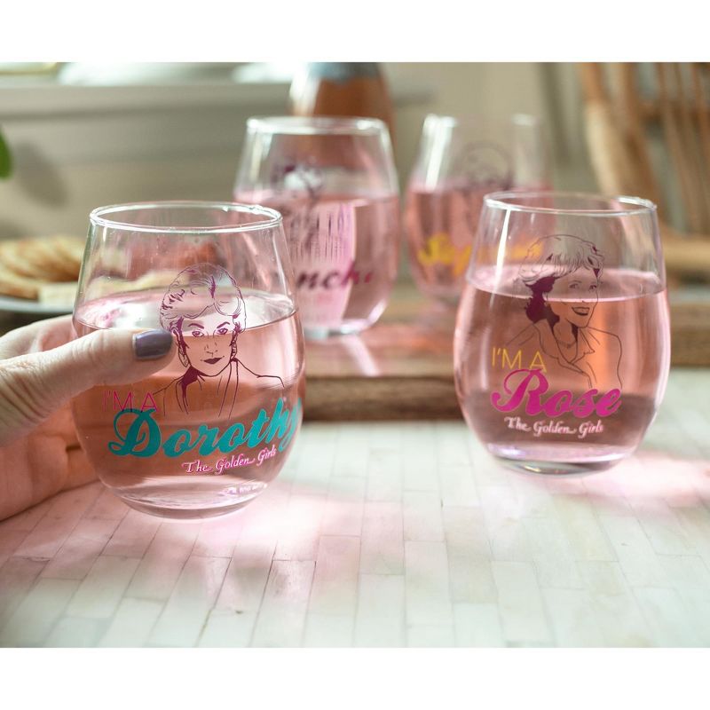 Silver Buffalo The Golden Girls Lot de 4 verres à vin à collectionner sans pied