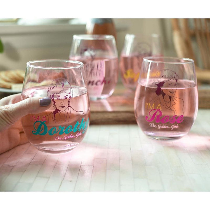 Silver Buffalo The Golden Girls Lot de 4 verres à vin à collectionner sans pied
