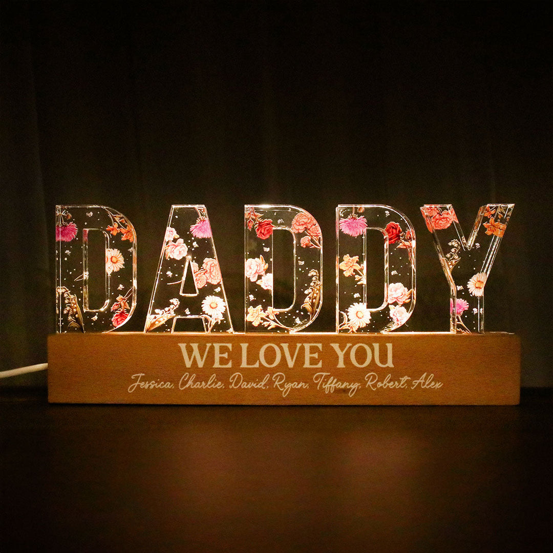 Veilleuse LED Personnalisée avec Photo de Visage de Papa - Cadeau pour Papa