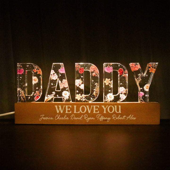 Veilleuse LED Personnalisée avec Photo de Visage de Papa - Cadeau pour Papa