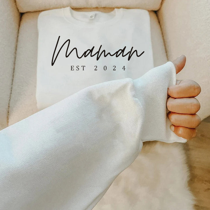 Sweat-shirt  avec date  personnalisés pour maman