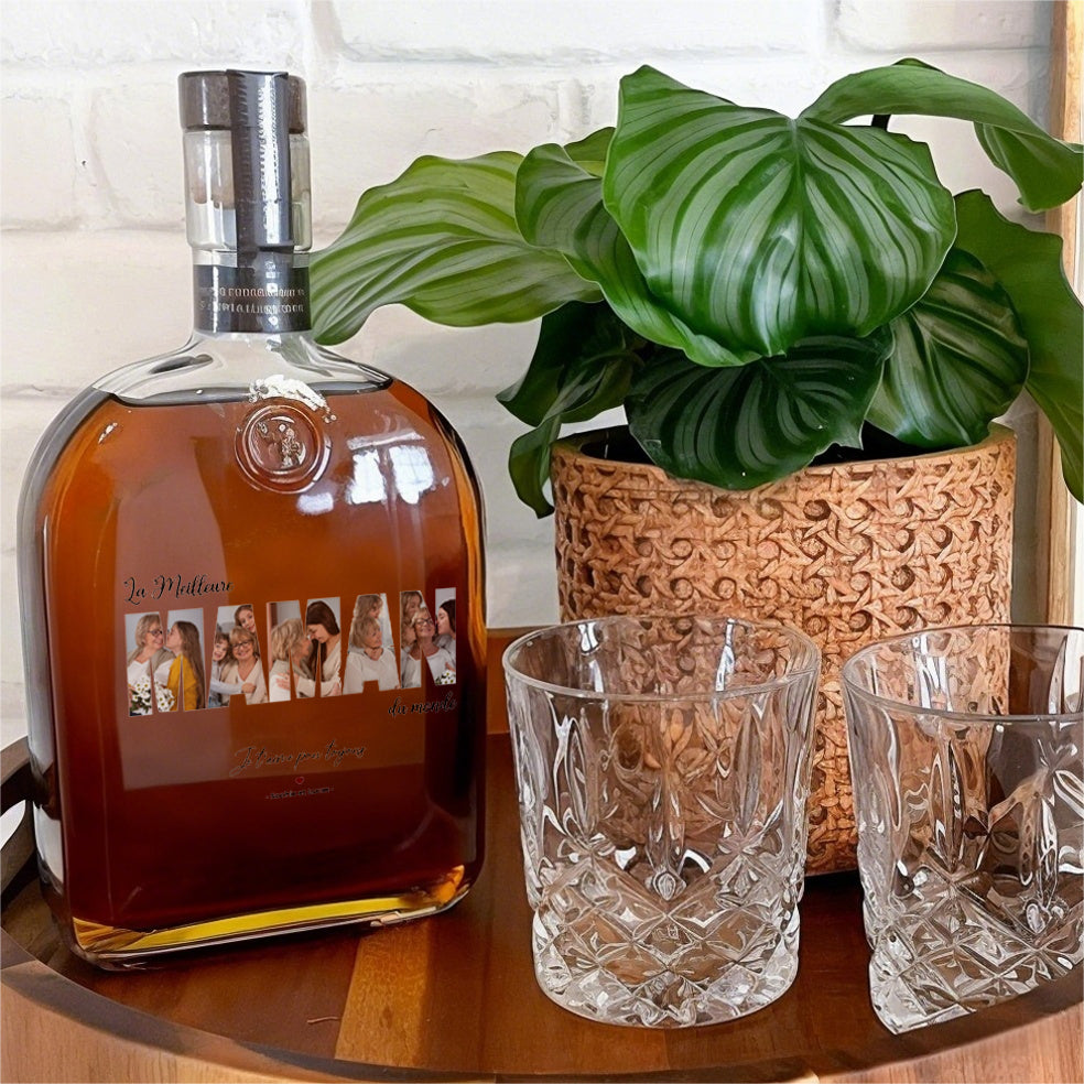 Bouteille de whisky avec lecteur de photo personnalisé, cadeau pour papa