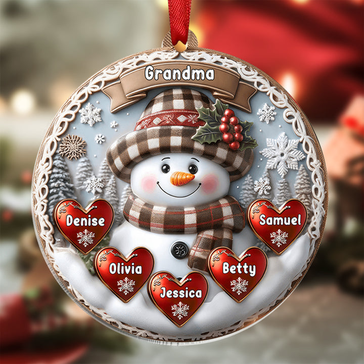 bonhomme de neige personnalisé avec 1 à 8 noms
