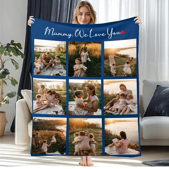 Couverture Polaire Couvertures personnalisées pour la fête des mères avec 9 photos