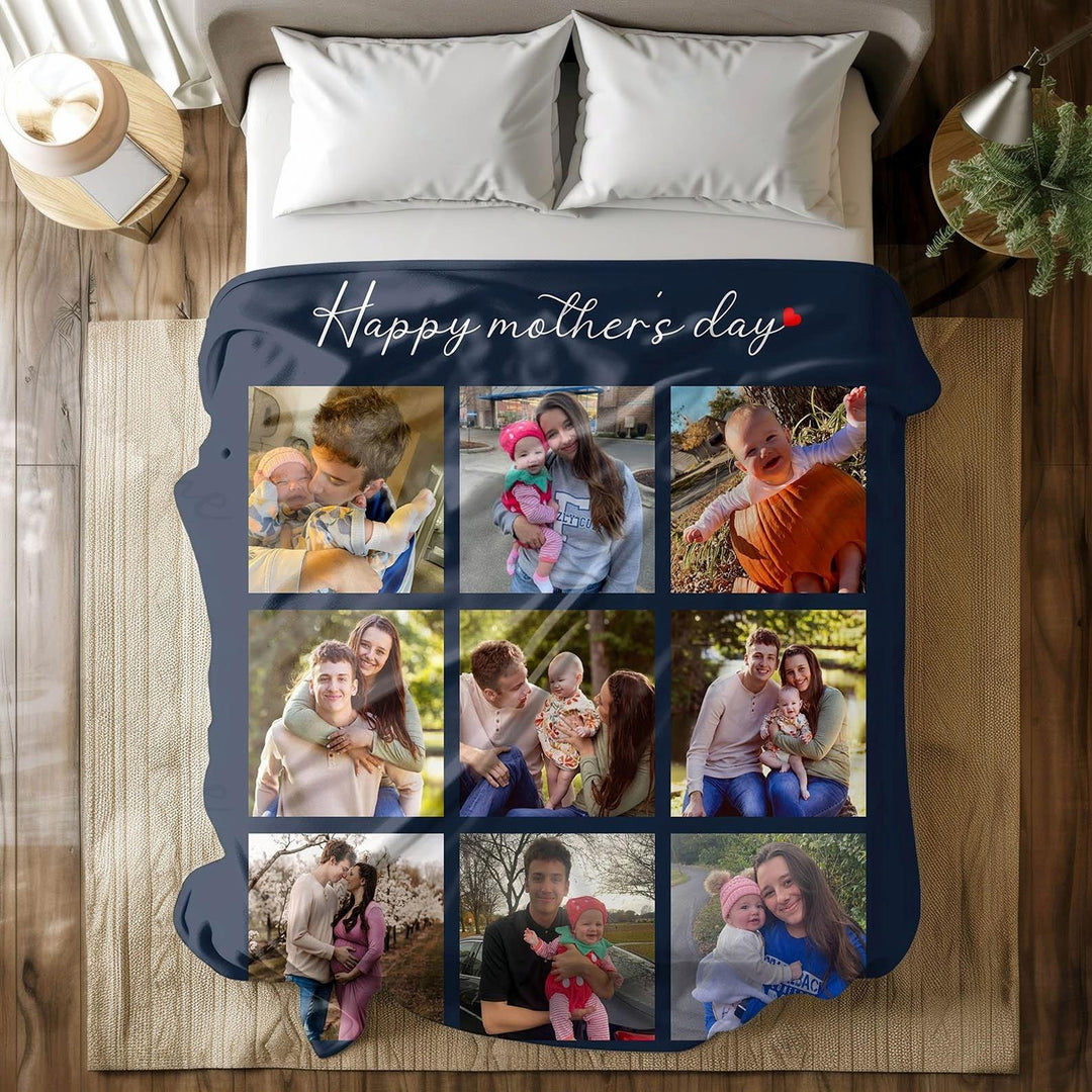 Couverture Polaire Couvertures personnalisées pour la fête des mères avec 9 photos