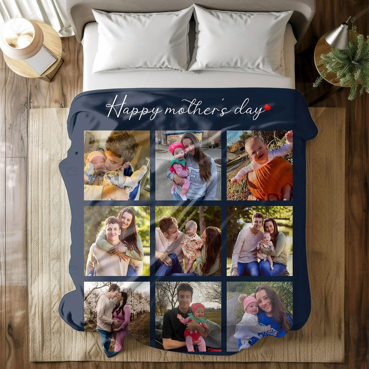 Couverture Polaire Couvertures personnalisées pour la fête des mères avec 9 photos