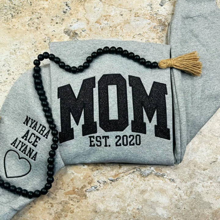 Sweat-shirt personnalisé à paillettes avec appliques pour maman