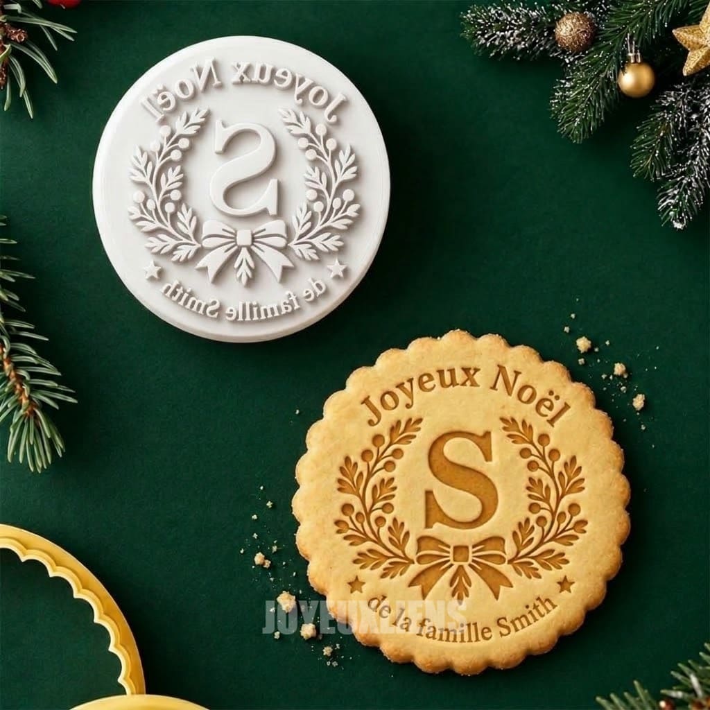Tampons et emporte-pièces à biscuits — Joyeux Noël de la part de la famille