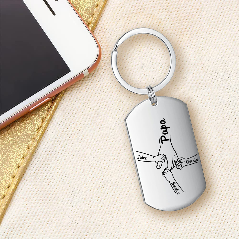 À mon Papa - Porte-Clés la main dans la main 1-5Prénoms Personnalisés
