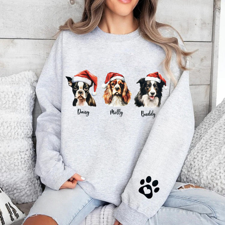 Sweat-shirt de Noël personnalisé pour animaux de compagnie avec bonnet de Père Noël personnalisé