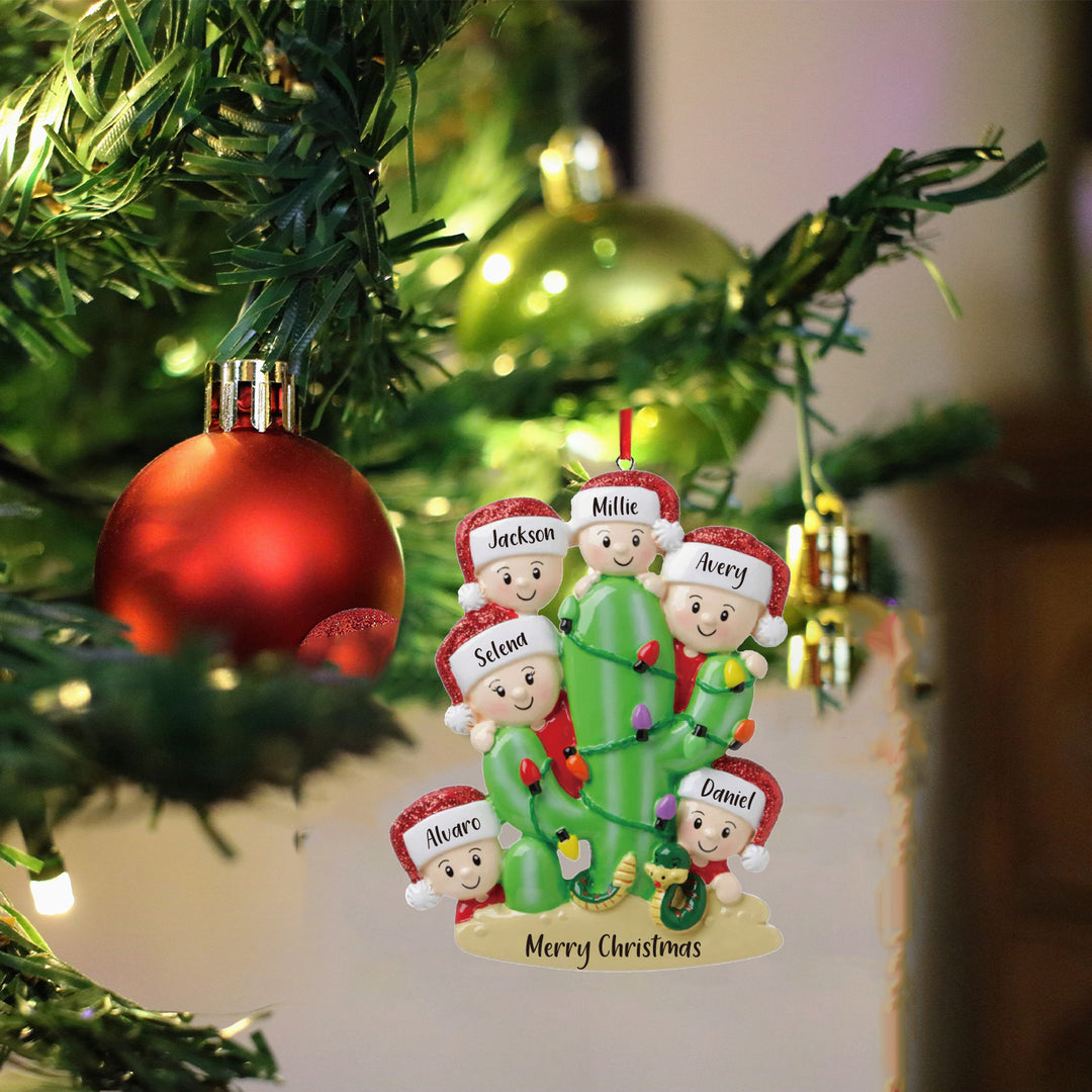 Ornements de Noël Cactus 2-6 Prénoms Personnalisés avec Texte