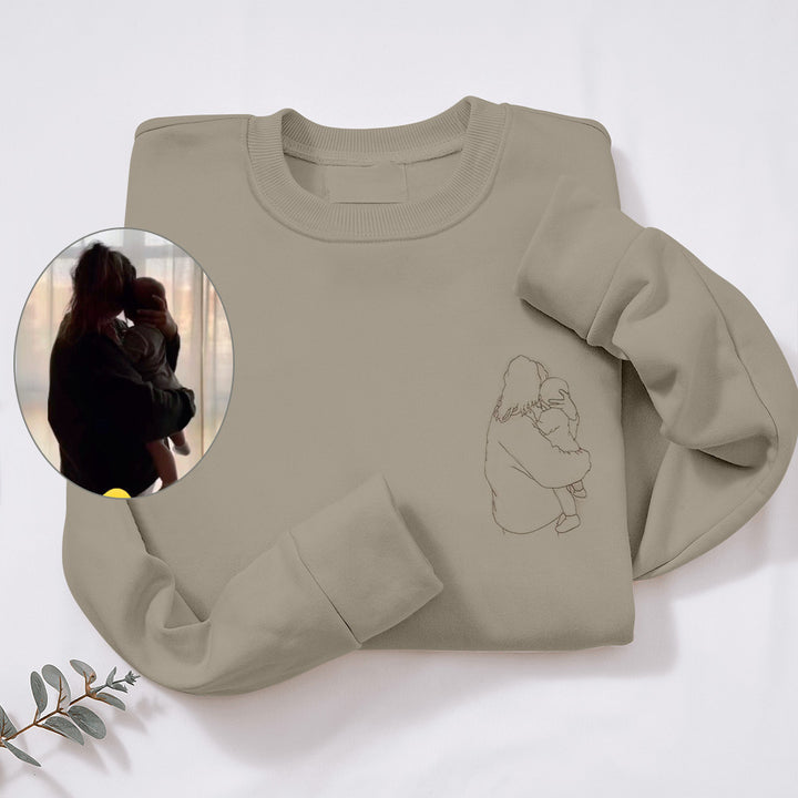 Cadeau de la fête des mères - Sweatshirt portrait photo brodé sur mesur