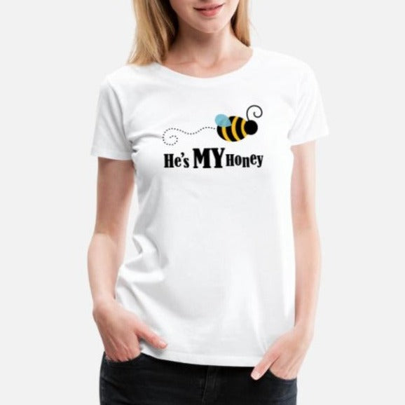 He's My Honey-T-shirts pour couples avec texte personnalisé
