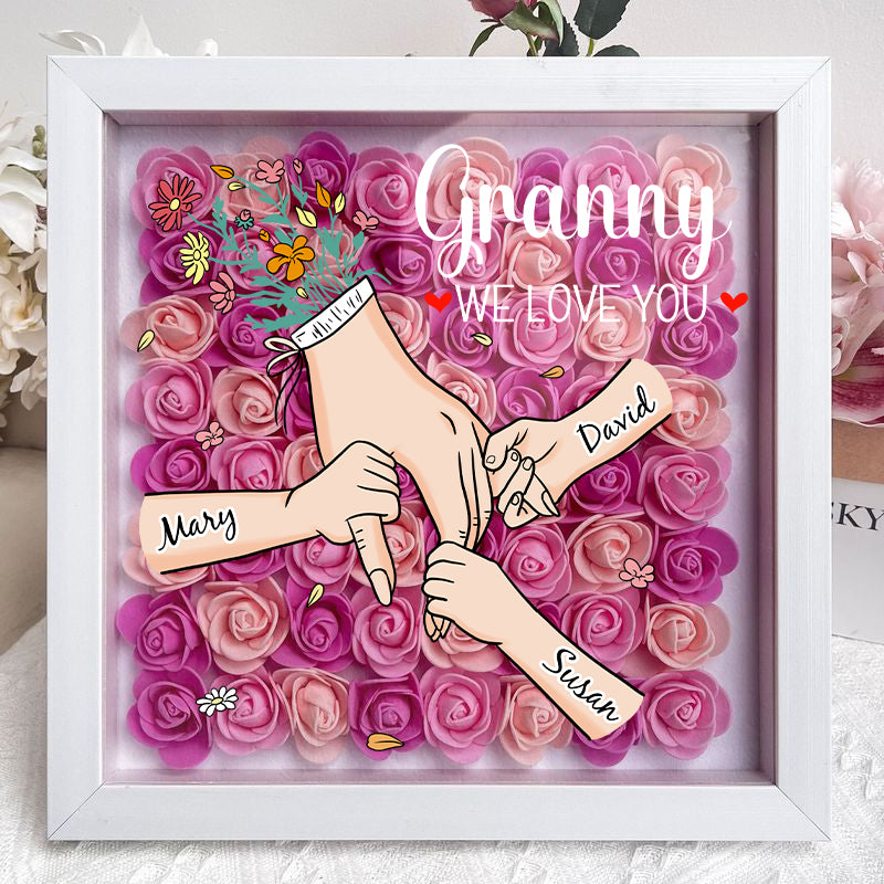 L'amour familial fleurit pour toujours – Boîte à fleurs personnalisée pour maman et grand-mère avec nom