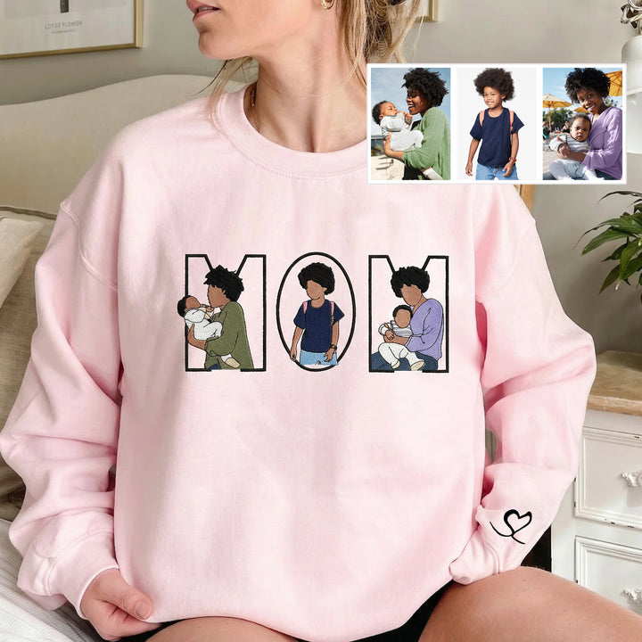 Sweat-shirt/sweat à capuche brodé avec photo personnalisée, cadeau pour maman/famille