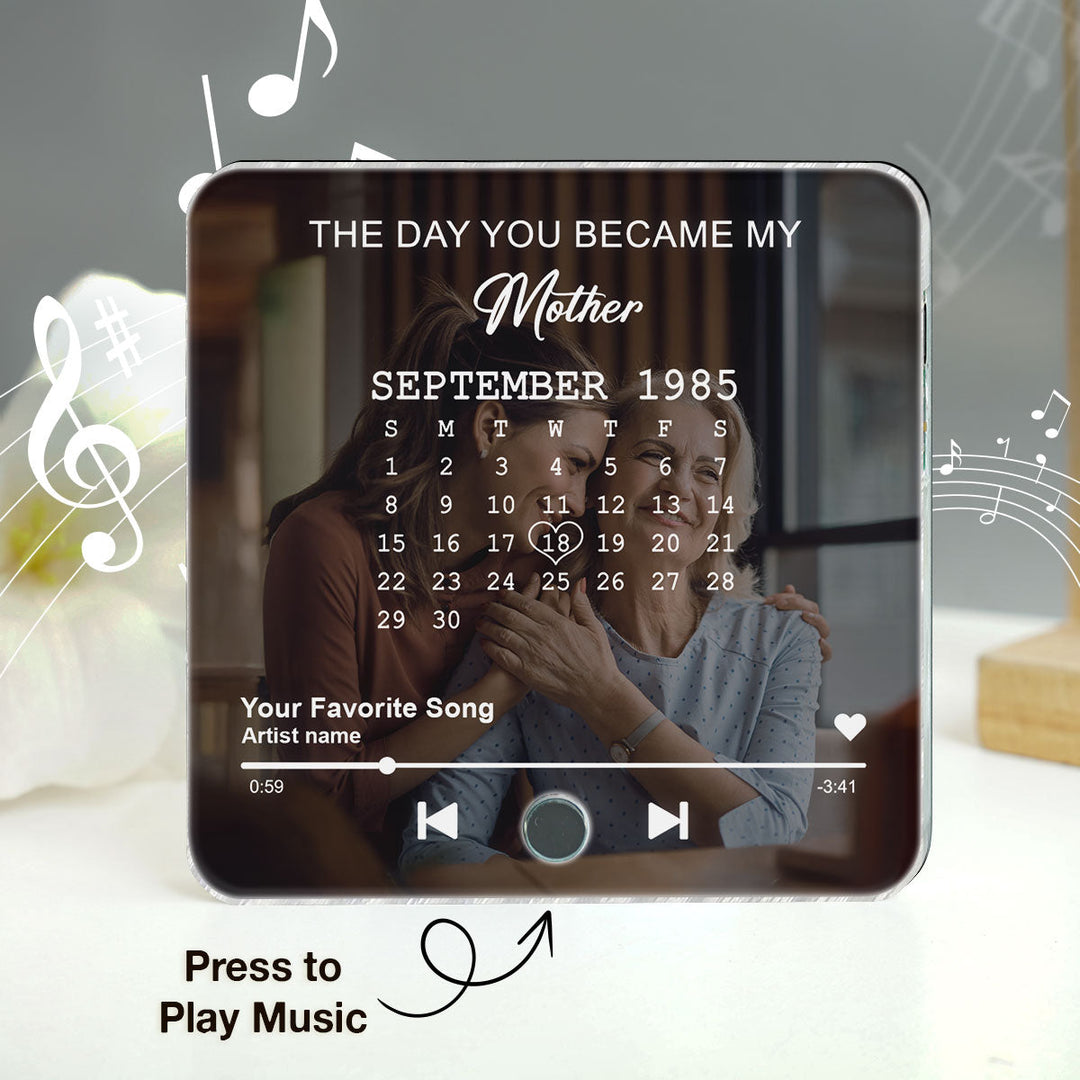 Le jour où tu es devenue ma mère, calendrier personnalisé avec photo, aimant de réfrigérateur musical personnalisé, cadeau d'anniversaire, de fête des mères, juste parce que pour maman