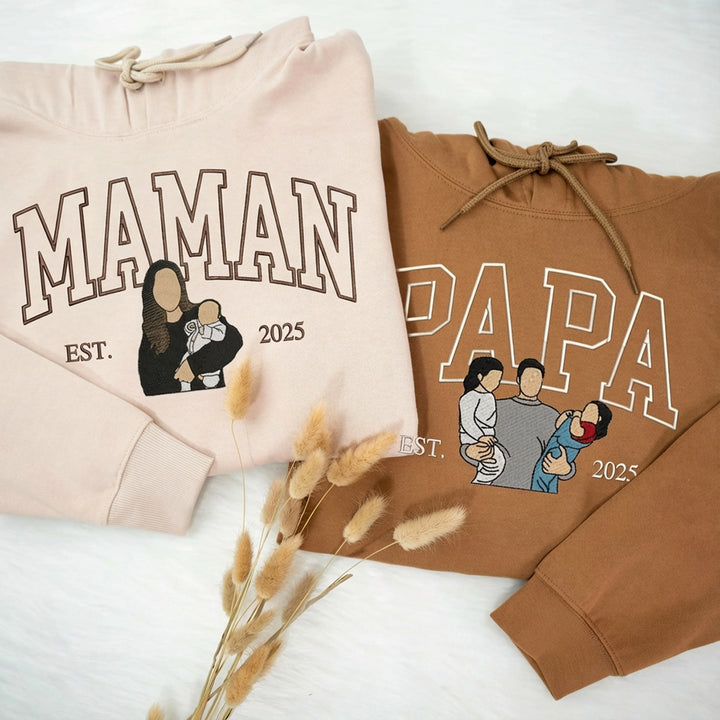 Sweat-shirt/sweat à capuche personnalisé avec surnom et photo brodée, cadeaux de Noël