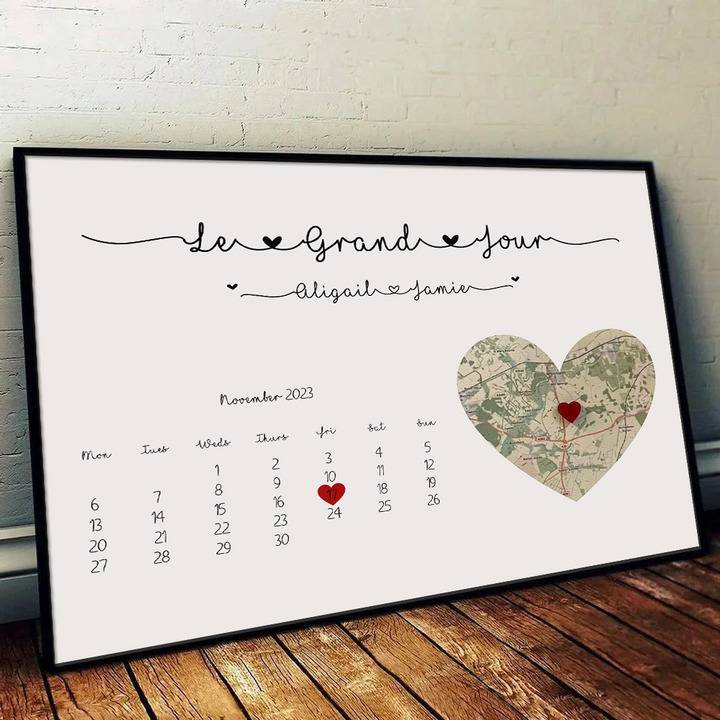 Carte de mariage encadrée personnalisée pour couple