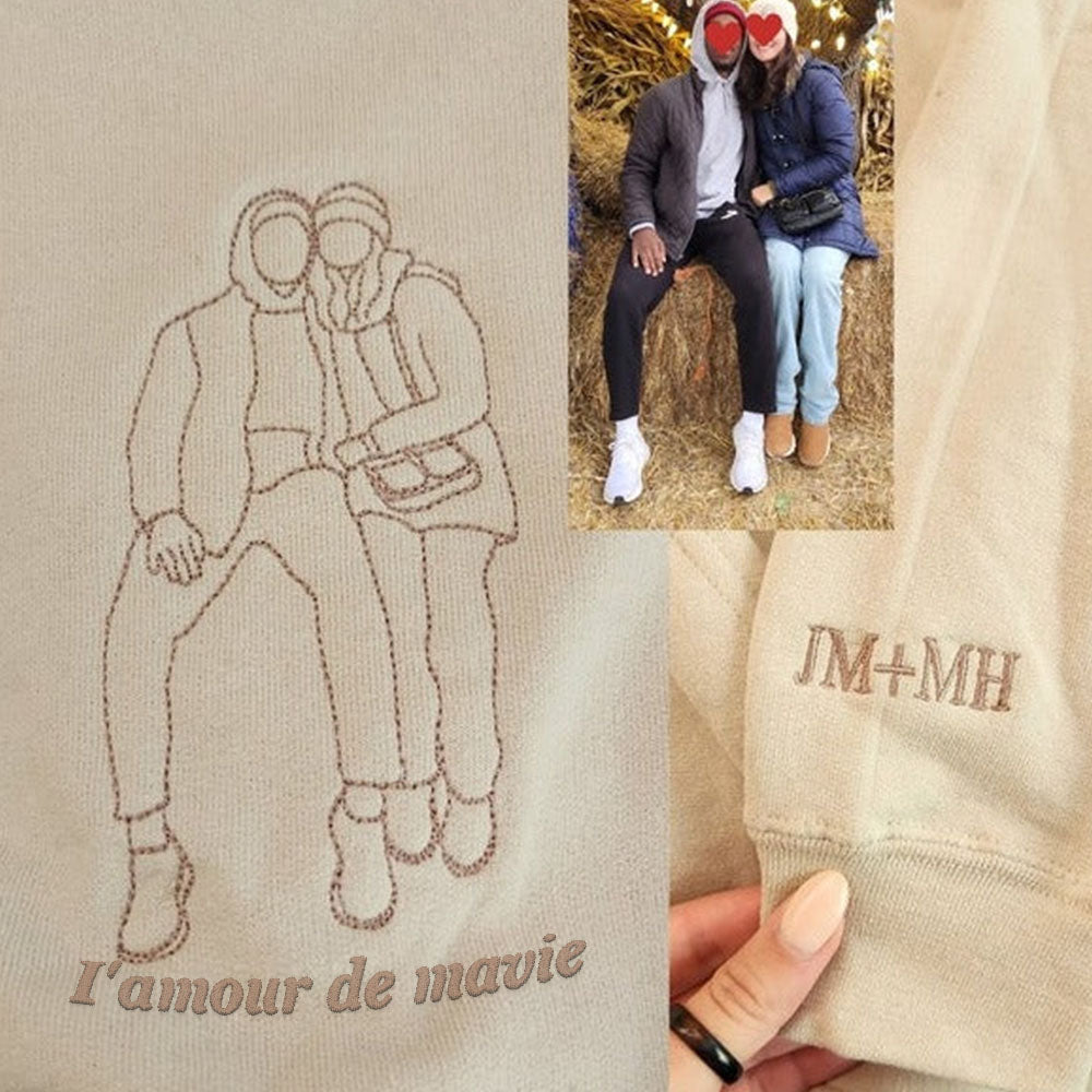 Sweat-shirt brodé avec ligne photo personnalisée
