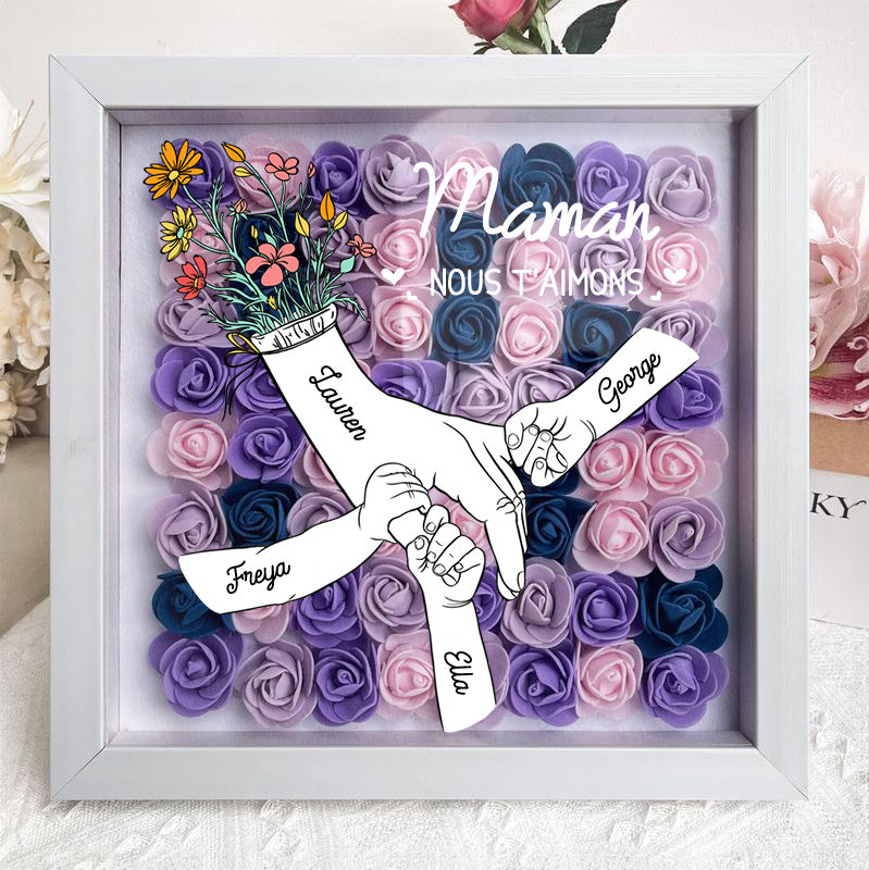 Cadre d'Ombre de Fleurs Personnalisé - Maman, Nous T'aimons