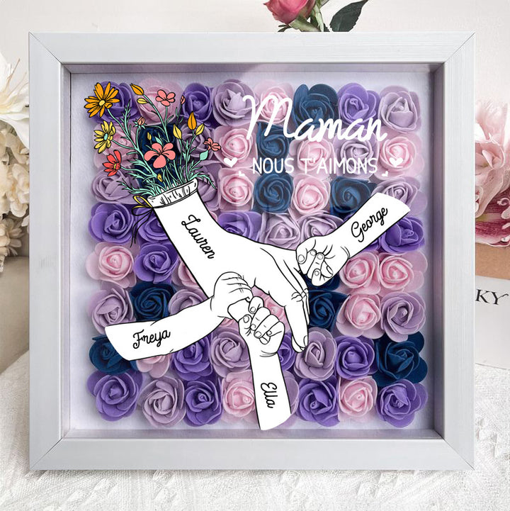 Cadre d'Ombre de Fleurs Personnalisé - Maman, Nous T'aimons