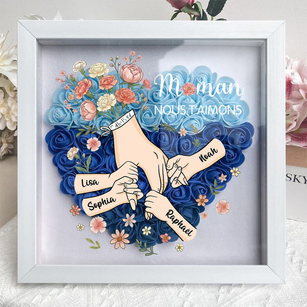 Boîte à fleurs cœur personnalisée avec les prénoms des enfants pour maman