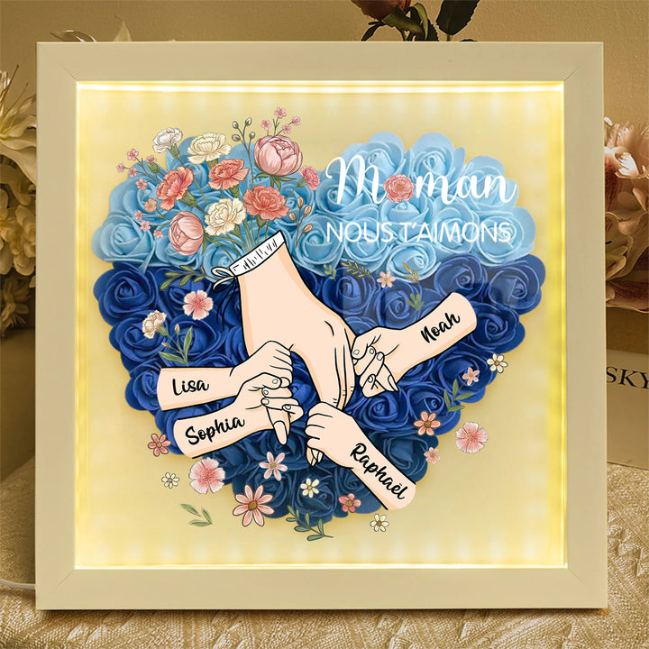 Boîte à fleurs cœur personnalisée avec les prénoms des enfants pour maman