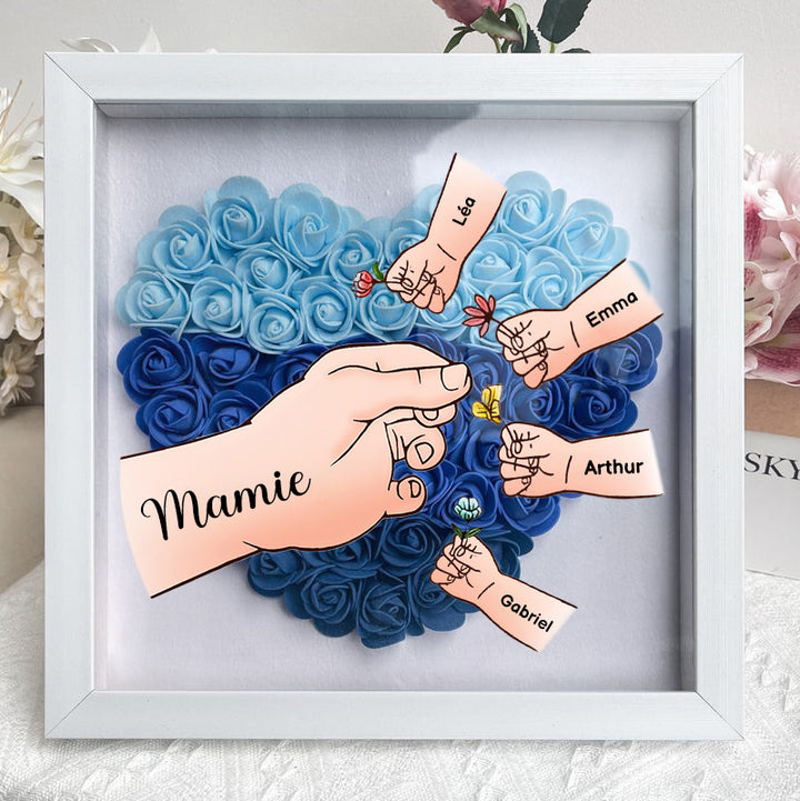 Cadeau Souvenir pour Maman – Boîtes à fleurs personnalisées avec 8 noms et motifs floraux