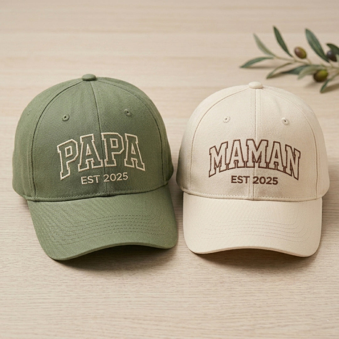 Chapeau brodé personnalisé pour maman et papa