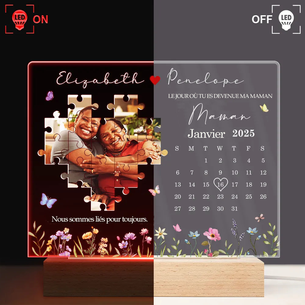 Calendrier photo personnalisé Le jour où tu es devenue ma mère Nuit de lumière