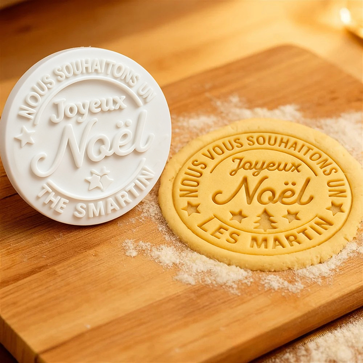 Ensemble de tampons à biscuits de Noël personnalisés avec nom de famille personnalisé, cadeau de pâtisserie pour les fêtes