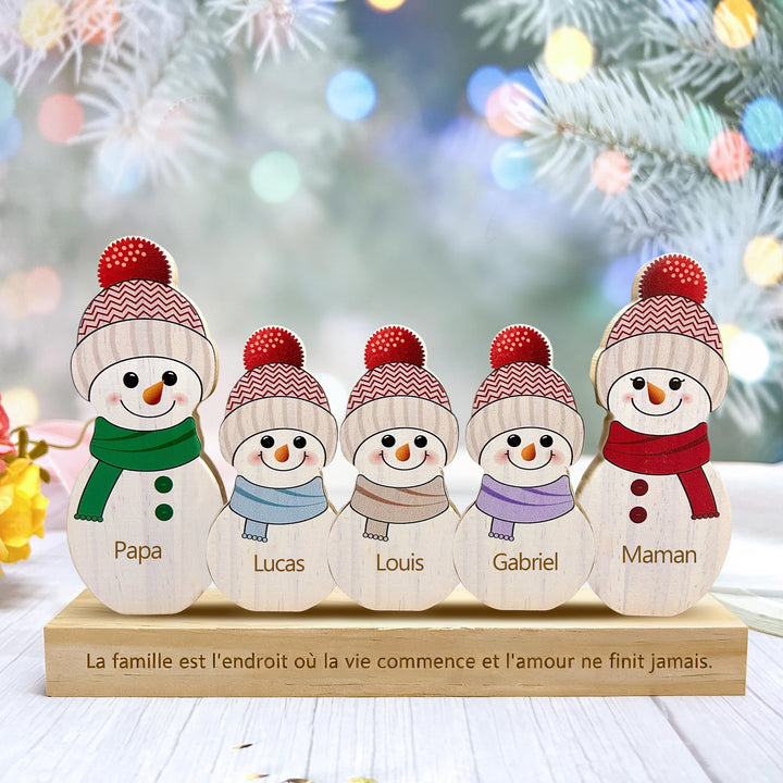 Puzzle de Noël personnalisé en bois, bonhomme de neige, cadeaux pour la famille