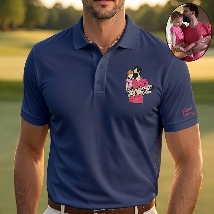 Polo portrait en couleur pour papa - Cadeau pour la fête des pères